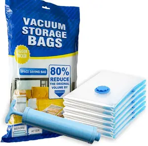 Vacuum Storage Bags Space Saver with Hand Pump Save 80% Space Organizer for Travel Clothes Packing Closet Home Organization