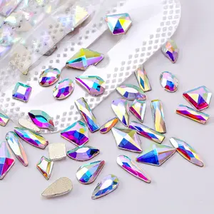 Mischen Sie 14 Style FlatBack Crystals Multi Shapes Glas Kristall AB Strass steine für Nail Art Craft