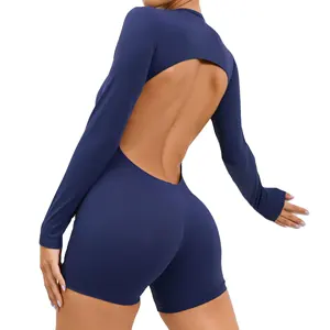 Tight Women Sexy Backless Tight One-piece Dress Playsuits sin almohadillas High Elastic Sports Beauty Back Yoga Fitness Jumpsuit