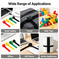 Attaches-câbles réutilisables à double face en forme de tête de chat mignonne, sangles auto-agrippantes multicolores pour organiser les câbles sur le bureau, en voyage, pour enfants et au bureau