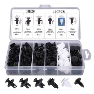 100Pcs Pare-chocs De Voiture Clips En Plastique Rivets Attaches <span class=keywords><strong>Push</strong></span> Retainer Kit avec Tailles Auto <span class=keywords><strong>Push</strong></span> <span class=keywords><strong>Pin</strong></span> Rivets Ensemble avec Fastener Remover - Product Image 2
