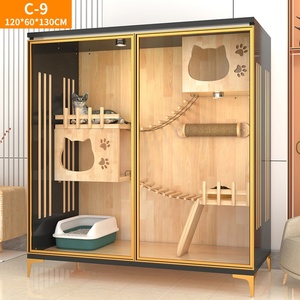 Fabrieksprijs Massief Hout Indoor Kat Vitrine Kast Boomkooien Huis Meubels Kattenhuis Villa - Product Image 5