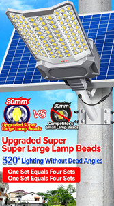 Lampe solaire <span class=keywords><strong>LED</strong></span> étanche IP65 pour rue, résistante aux intempéries, en ABS durable, pour extérieur, avec panneau solaire séparé - Product Image 6