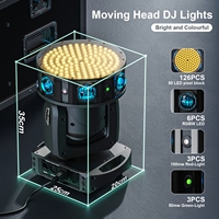 Luz de Cabeza Móvil de 150W 6x15W RGBW con 6 Láseres, 126 Píxeles RGB con Control Halo, Lámpara de Matriz DMX de 57 Canales para DJ y Discoteca