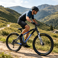 Vélo de montagne VTT Hardtail en aluminium noir avec frein à disque, selle confortable, pédales ordinaires, 8 vitesses
