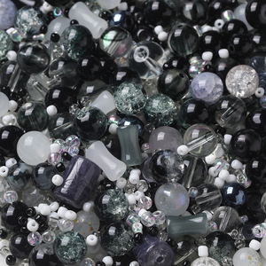 Perles de verre mélangées 3-14 mm, rondes et de formes variées, pour la fabrication de bracelets, accessoires de bijouterie, perles de verre en cristal. - Product Image 1