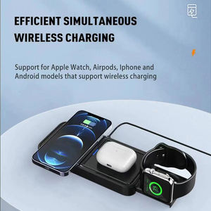 Cargador inalámbrico de escritorio portátil de 15W para <span class=keywords><strong>iPhone</strong></span> 14/13/12 para Samsung S10/S20 para Airpods 2/3 Pro IWatch 9V/2A entrada - Product Image 5