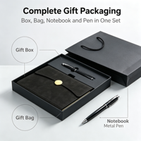 Coffret Cadeau d'Entreprise Personnalisé Rayron avec Logo, Carnet A5 en PU, Stylo Métallique, Recharges, Élégant Coffret Cadeau, Sac en Papier Promotionnel