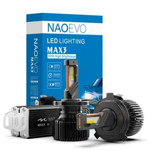 NAOEVO汽车发光二极管前照灯灯泡制造商120W 6500K Max3 Luz发光二极管H4前照灯Foco Luces H7 9005 faro H4汽车发光二极管前照灯