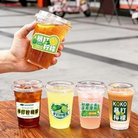 Gobelets jetables en PET pour boissons froides, 12/14/16 oz, pour café glacé et bubble tea, avec couvercles, personnalisables pour les importateurs de marques de boissons