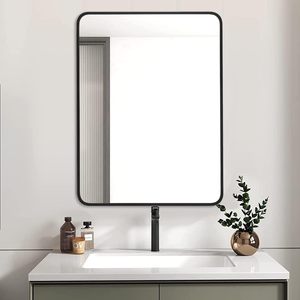 กระจกติดผนังทรงสี่เหลี่ยมกรอบโลหะสีดำ ขนาด 24x32 นิ้ว สำหรับห้องน้ำ ห้องนอน ห้องนั่งเล่น - Product Image 2