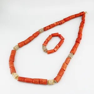 Inmyshop Handmade Nigerian Beaded Coral Jewelry Red African Coral Jewelry Set