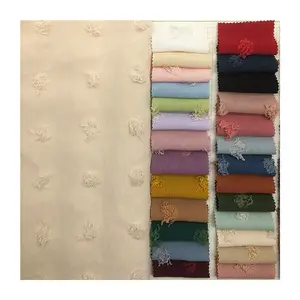 CEY crêpe teint 100% polyester tissé imprimé fleur coupée CEY tissu pour dames CEY tissu gaufré