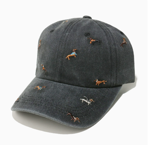 Casquette de baseball en coton délavé multicolore avec broderie mini chien, casquette snapback décontractée réglable, chapeau de soleil polyvalent pour l'extérieur - Product Image 3