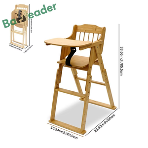 كرسي مرتفع من الخيزران قابل للتعديل بارتفاع مع سرعات # مقعد تغذية قابل للتحويل إلى طفل صغير لتناول الطعام - Product Image 2