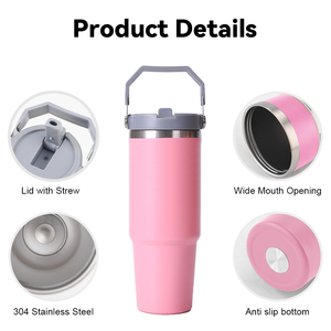 ZREGGUR Bicchieri Termici Ecologici da 20oz e 30oz, <span class=keywords><strong>Tazze</strong></span> Isolate in Acciaio Inox Personalizzabili con Manico, Antigoccia per Caffè e Vino - Product Image 3