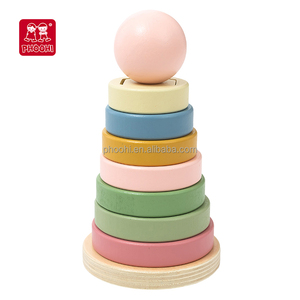 Blocs de jeu éducatifs Montessori en bois tour irisée sûre pour bébé <span class=keywords><strong>pont</strong></span> arc-en-ciel jouets empilables - Product Image 1