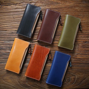 Luxury Handmade Italian Vegetable Tanned Leather Wallet Zipper <b>Pocket</b> Leather Women Wallet - Product Image 2