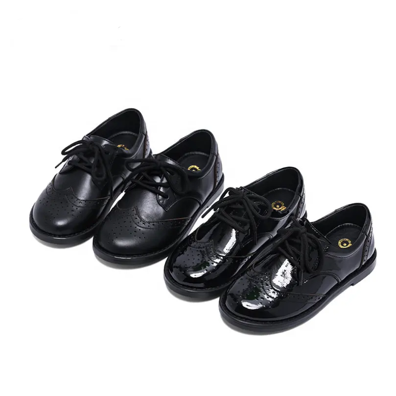 Wholesale European Fashion High Quality Children Shoes Girls Black Leather School Shoes