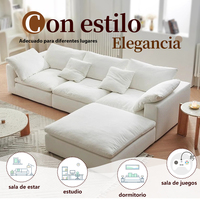 Canapé modulaire de luxe en tissu durable, assise profonde, style nuage, avec coussins en éponge pour salon de villa moderne