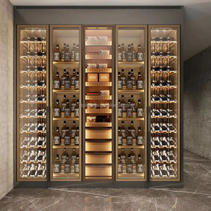 Armoire à vin murale en verre modulaire en aluminium métallique de luxe minimaliste moderne pour hôtel maison cave villa - Product Image 1
