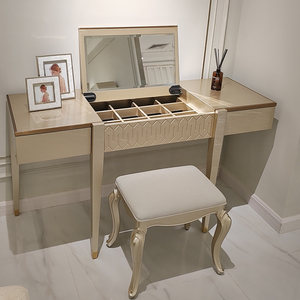 Tavolo da Trucco e Toeletta in Legno Massello <span class=keywords><strong>Stile</strong></span> Americano Yicheng Beauty <span class=keywords><strong>con</strong></span> Specchio, Lussuoso Mobile da Toeletta in Vendita - Product Image 1