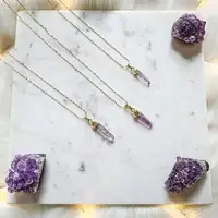 Natural Druzy Stone Pendant Necklace for Women
