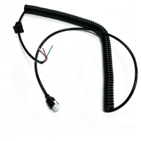 كابل حلزوني مخصص بـ 2 أو 3 أو 4 أو 5 أو 6 دبابيس من نوع Molex 5557، بمسافة بينية 4.2 مم، غلاف TPU PUR، 20AWG*6C، قطر خارجي 7.5 مم، أسود اللون