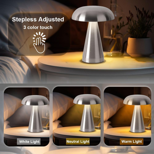 Hotsale Nordic Gold Metal Bar Mushroom Shape <b>Table</b> Lamps Modern Home Decor Touch Control Cordless Lamp with Touch 3 Colors <b>Light</b> - Product Image 4