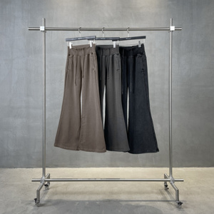 <span class=keywords><strong>Pantaloni</strong></span> a Zampa d'Elefante <span class=keywords><strong>Neri</strong></span> da Donna in Pile Spazzolato Colorato Traspirante da 400g, Stile Baggy Distressed, per Commercio all'Ingrosso - Product Image 3