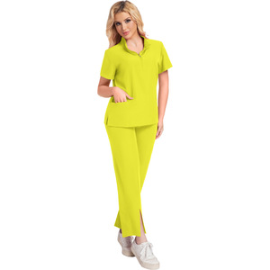 Women's <b>Scrub</b> Uniform Set Short Sleeve Moisture Wicking Split Design For Nurse Beauty Salon Dental Pet Clinic - Product Image 5