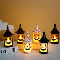 Veilleuse LED créative pour Halloween Chapeau magique et lumière du vent avec ambiance émoticône effrayante pour Diwali et décorations de mariage