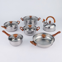 Offre Spéciale : Ensemble de Cuisson en Acier Inoxydable Antiadhésif avec Poignée en Bois