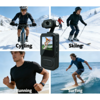 Caméra d'action 2K avec double stabilisation OIS+EIS, 360° °   Caméra de sport à objectif rotatif, caméra de casque étanche pour le vélo et les sports
