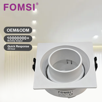 Support de Downlight Carré LED FOMSI Blanc Noir à Angle Réglable pour Ampoules LED MR16, Boîtier de Lampe LED, Cadre de Spot LED GU10 MR16