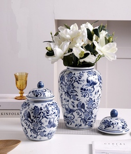 <span class=keywords><strong>2023</strong></span> vase en céramique <span class=keywords><strong>tendance</strong></span> bleu et blanc décoration de la maison nordique pots de gingembre en céramique de luxe ensemble 3 - Product Image 4