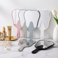 Miroir de maquillage de voyage en plastique, miroir de poche en forme de dent, miroir compact portable avec personnalisation