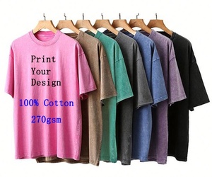 Camicia da Uomo 100% Cotone Lavaggio Acido Oversize Girocollo Semplice Abbigliamento Sportivo e per il Tempo Libero Manica Corta 100% Cotone - Product Image 1
