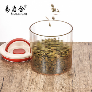 High Borosilicate Glass Airtight Storage Jar Amber Gradient Cylinder With Plastic Lid Food Grade Safe For Kitchen Use - Product Image 3