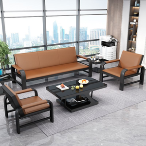 Meubles commerciaux, meubles d'attente, cadre en bois doré, siège double en cuir, chaise d'attente publique pour aéroport, hôpital - Product Image 4