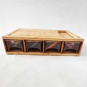 Fabricant d'outils pour fruits et légumes de cuisine Grands plateaux pour blocs à découper en bois naturel <span class=keywords><strong>Planche</strong></span> à découper en bambou avec 4 récipients - Product Image 6