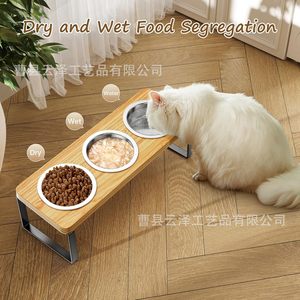 Soporte de madera transfronterizo para cuencos de gato, comedero doble para perros, plato de soporte para el cuello de mascotas, soporte de madera ajustable y sencillo para cuencos de gato - Product Image 3