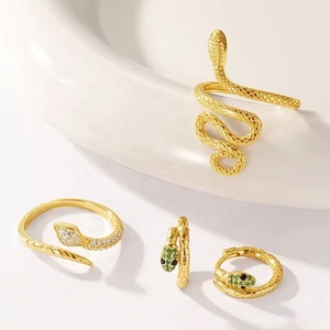 เครื่องประดับสั่งทำ เงินแท้ 925 ชุบทอง 18k แหวนงูปรับขนาดได้ ประดับเพชรคิวบิกเซอร์โคเนีย สำหรับผู้หญิง - Product Image 4