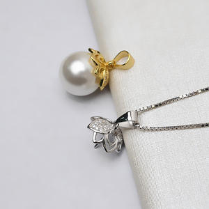 จี้เงินแท้ S925 แบบ Baotou Xiang สำหรับทำเครื่องประดับ DIY ถาดเปล่าสำหรับใส่จี้มุกและชาร์ม งานกึ่งสำเร็จรูปสำหรับฝังอัญมณี - Product Image 1