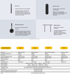 Bảng điều khiển thông minh đa chức năng màn hình cảm ứng LED hiển thị 4k hệ thống kép Ops I7 136 inch bảng trắng tương tác LED bảng thông minh - Product Image 4