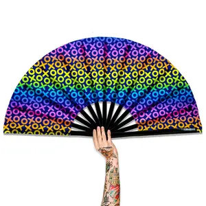 Éventail à main en tissu de bambou réfléchissant UV, impression personnalisée, grande fête, <span class=keywords><strong>Freaky</strong></span> Rave, éventail de danse pliable - Product Image 1