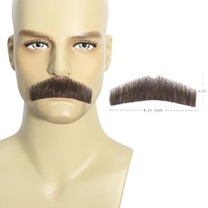 Barba in Capelli Umani Marrone Scuro con Base in Pizzo Annodata a Mano, Baffo Realistico per Adulti, Costume, Festa, Cosplay, Barba Finta - Product Image 2