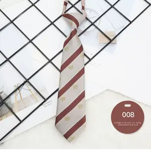 Venta directa <span class=keywords><strong>de</strong></span> fábrica, corbata <span class=keywords><strong>de</strong></span> poliéster con rayas <span class=keywords><strong>de</strong></span> Color verde, corbatas sin nudo uniformes ajustables - Product Image 4