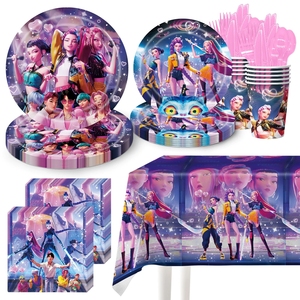 Nouveauté KPop Demon Hunters Décoration de fête d'anniversaire Gobelets Serviettes Nappe Assiette Baby Shower Fournitures de fête Articles de fête - Product Image 1