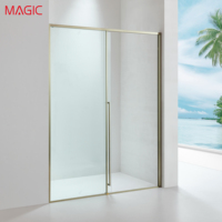 Cloison de salle de bain en verre trempé, porte coulissante, séparation sec/humide, acier inoxydable, fixe/mobile, design européen MAGIC MJ-2514
